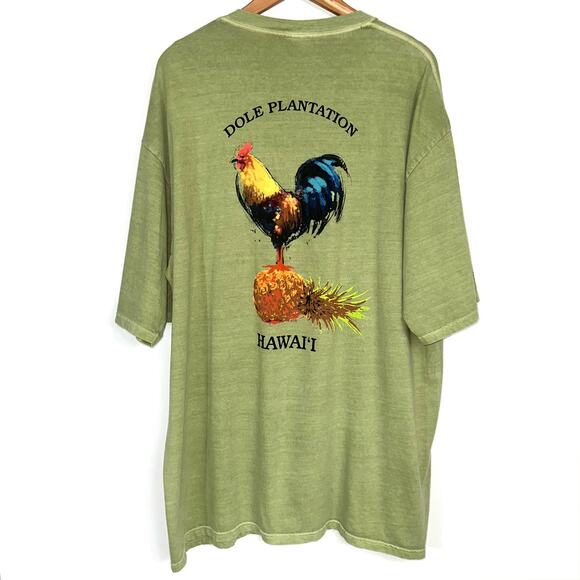 Dole Plantation Crazy Shirts Hawaii Rooster Green Hemp Dyed T-Shirt Size XXL - Picture 7 of 10